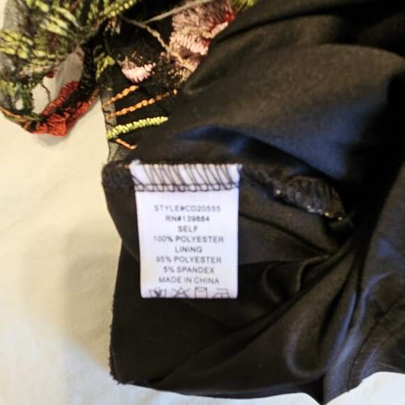 Forever 21 Black Floral Embroidered Sleeveless Sheer Mesh Dress-Size MEDIUM - Picture 7 of 9